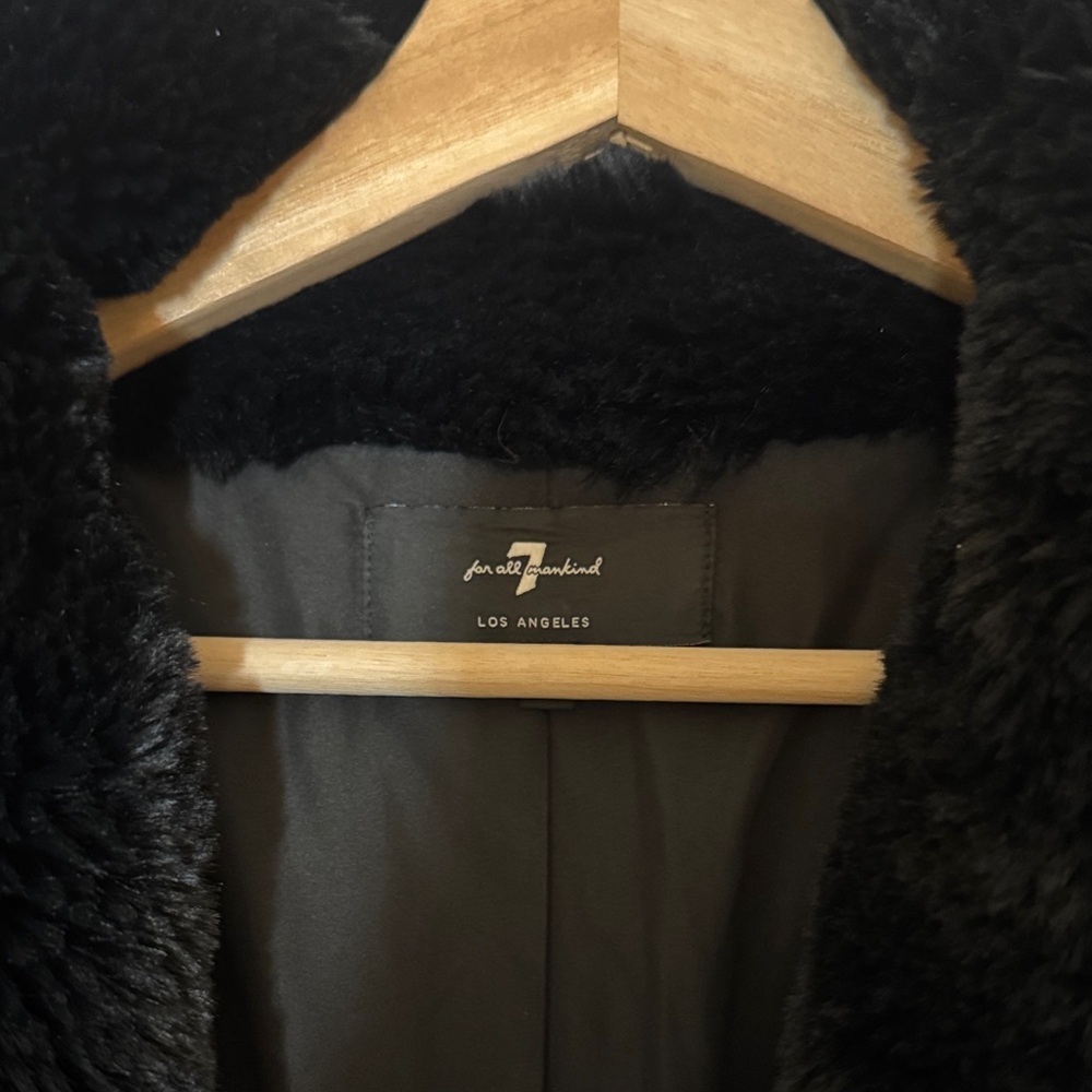 7 For All Mankind Black Faux Fur Coat - Picture 3 of 8